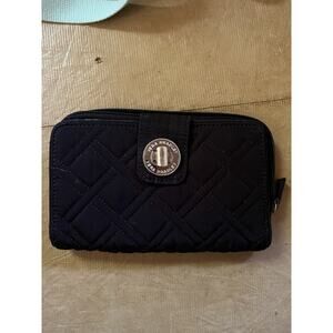 Vera Bradley Classic Black Wallet with Turn Lock So Much Storage!
